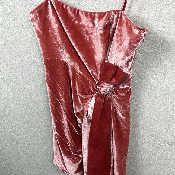 NWT Cinq a Sept Kiki Mini Dress Sash Front Bow Velvet Rosewood Sz 8 - Picture 6 of 14